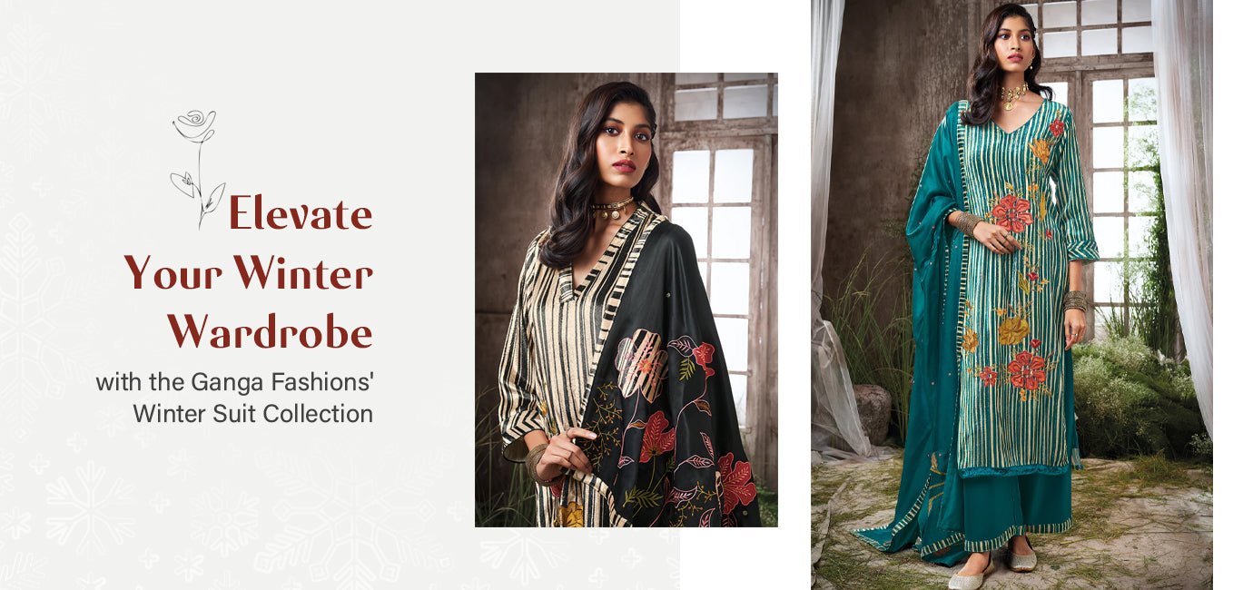 Ganga Gharana Designer Print Velvet Suit - Winter Collection