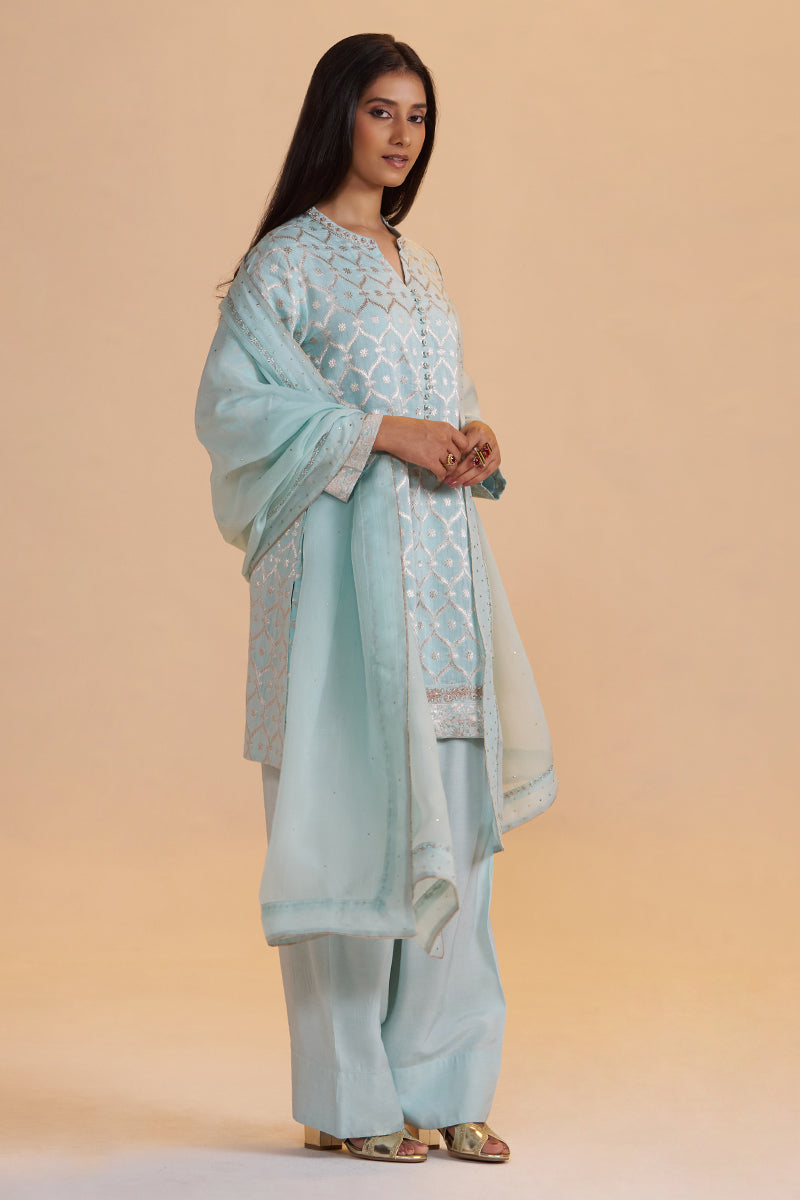 Moonlight Jade Pure Banarasi Jacquard Kurta Set
