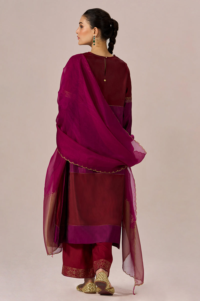 Deep Maroon With Deep Plum Festive Kurta Set