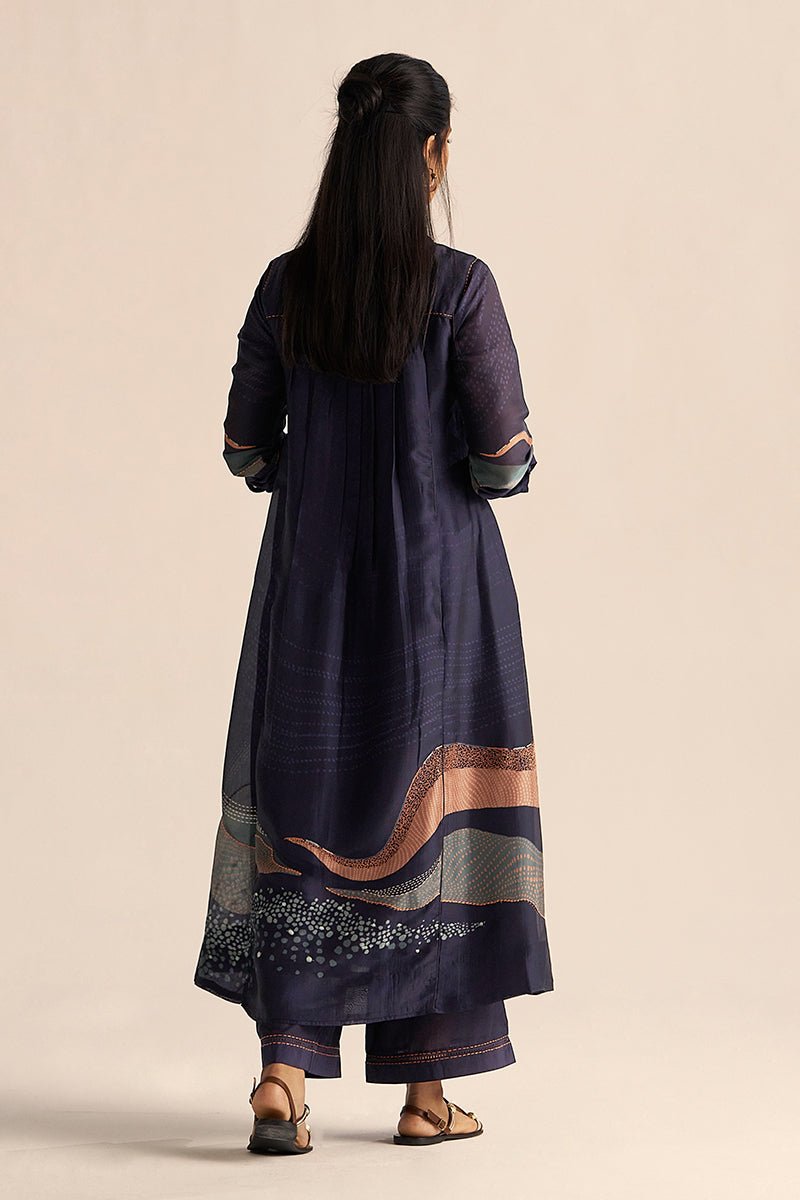 Outer Space Blue Silk Co-Ord Set for Women