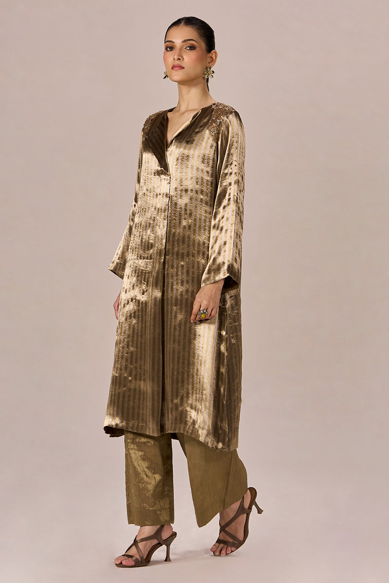 Brass and Light Gold Stripe Tissue Festive Co-ord Set