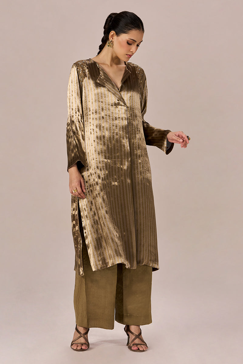 Brass and Light Gold Stripe Tissue Festive Co-ord Set