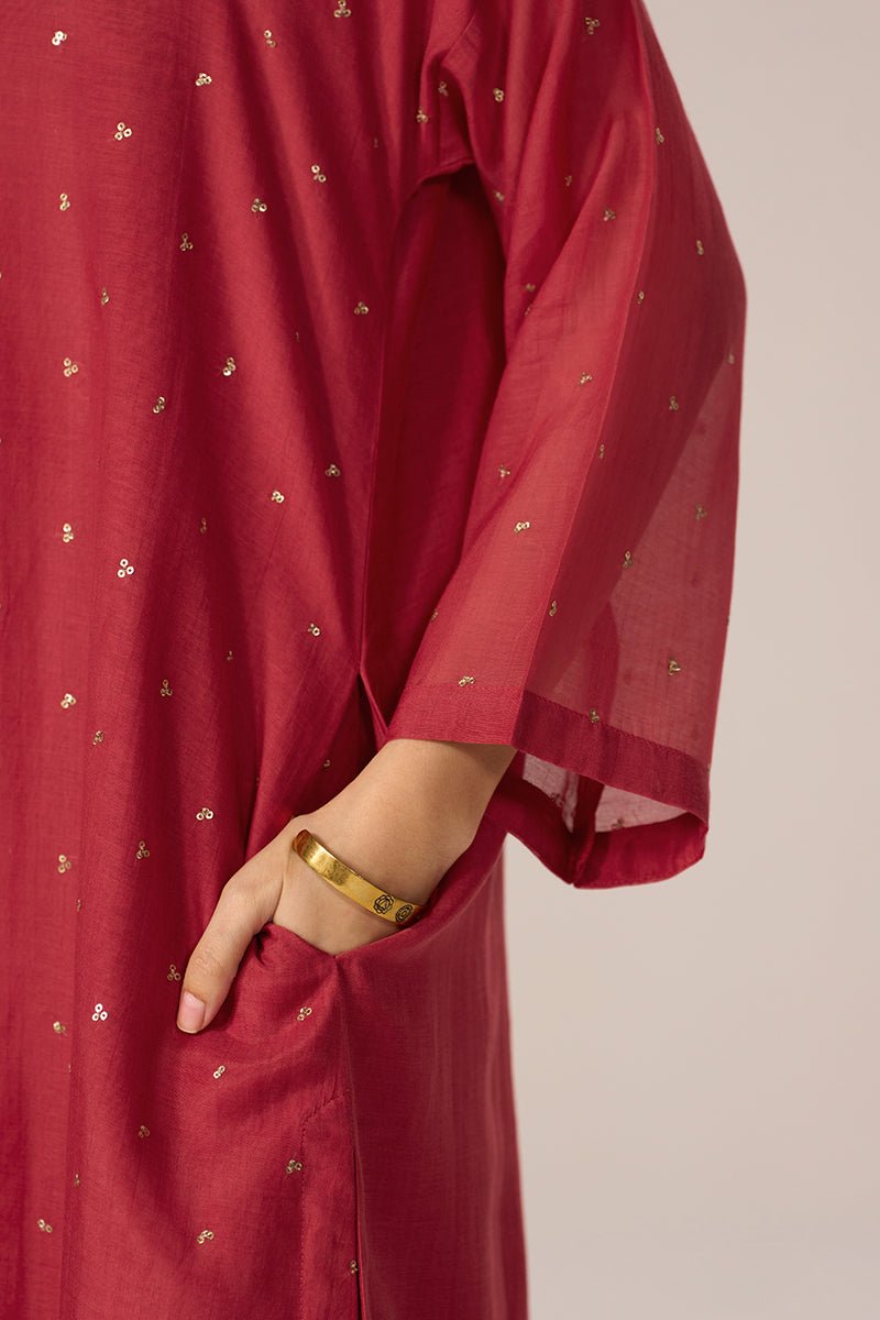 Cardinal Red Festive Co-ord Set - Ganga Fashions