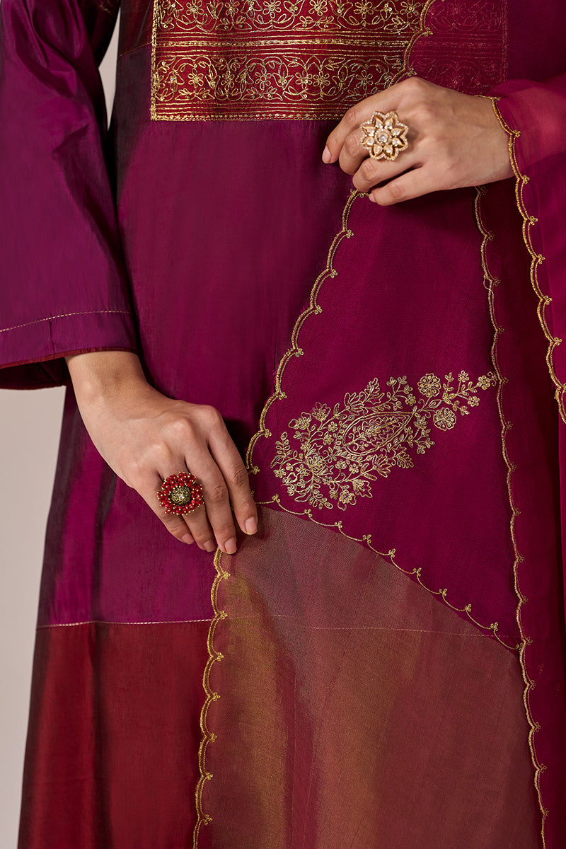 Deep Maroon With Deep Plum Festive Kurta Set