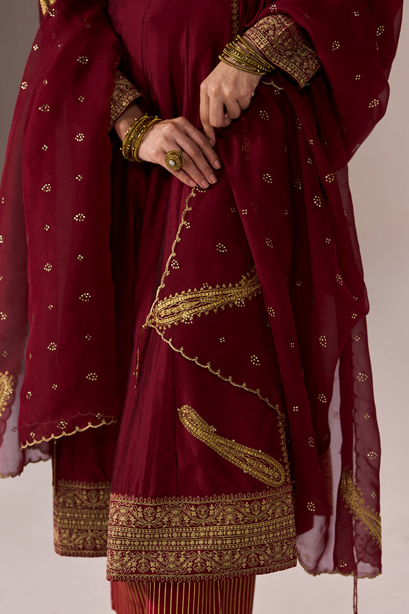 Garnet Red Festive Anarkali Set