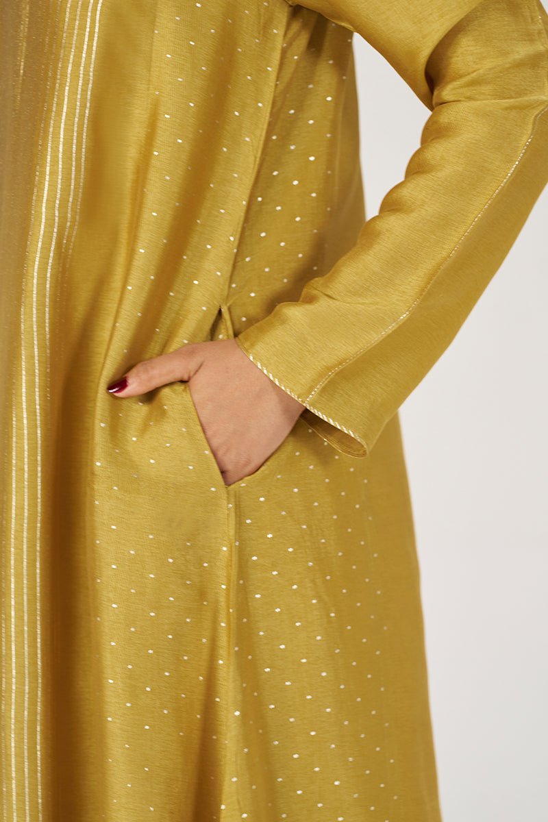 Honey Gold Festive Raw Silk Co-ord Set - Ganga Fashions
