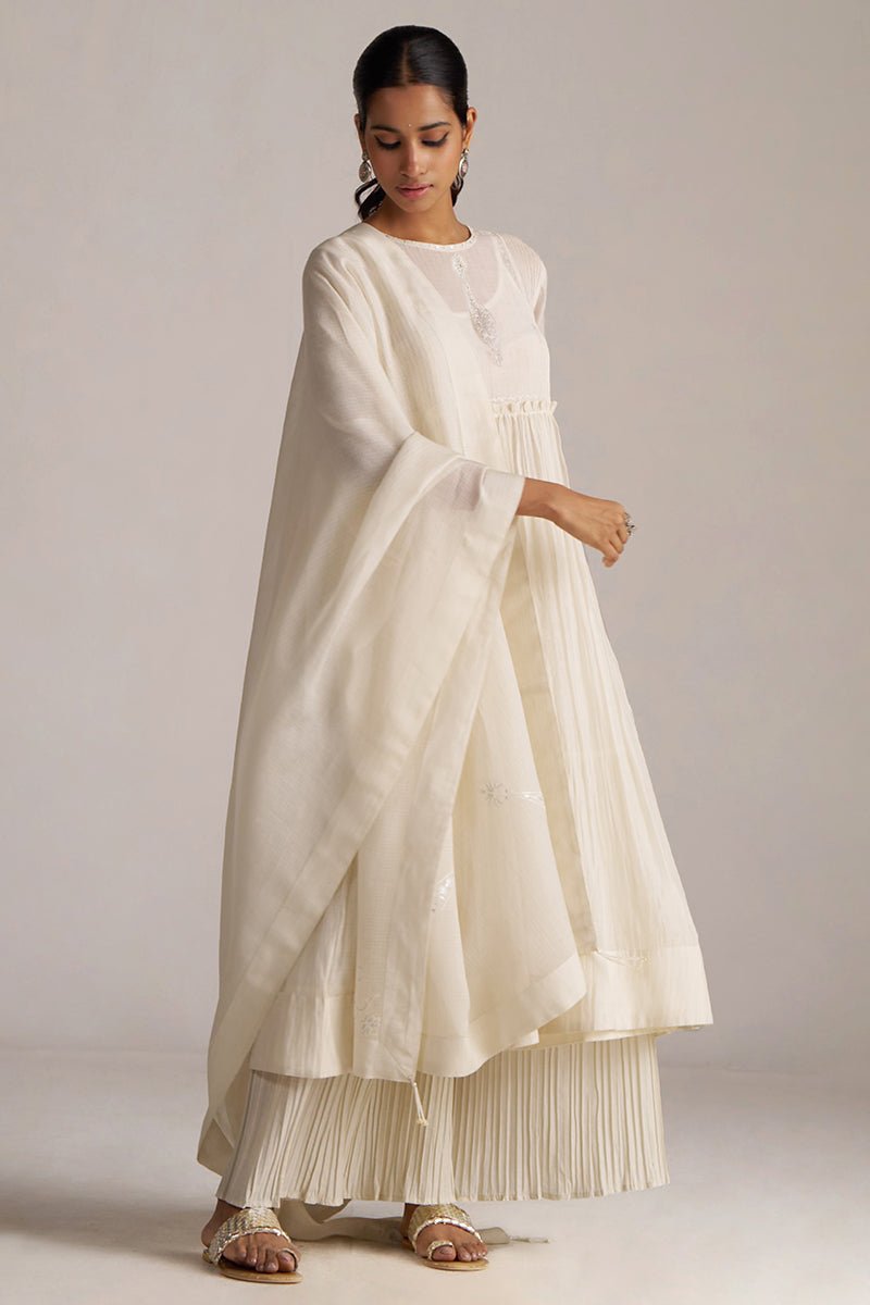 Ivory Pure Chanderi Kurta Set