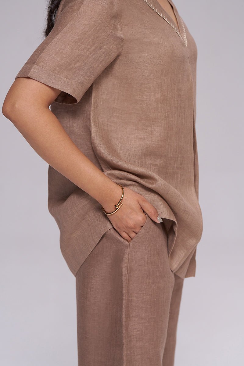 Milk Chocolate Pure Linen Co-ord Set