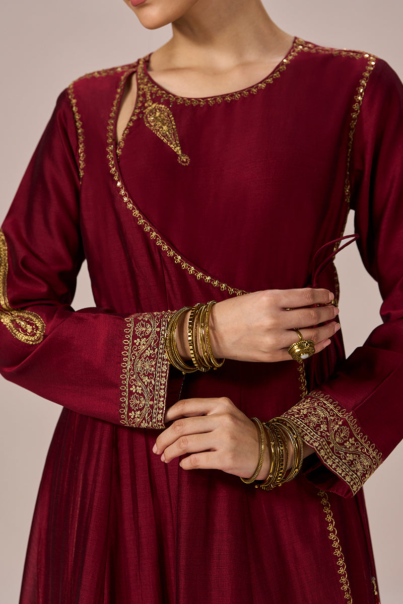 Garnet Red Festive Anarkali Set