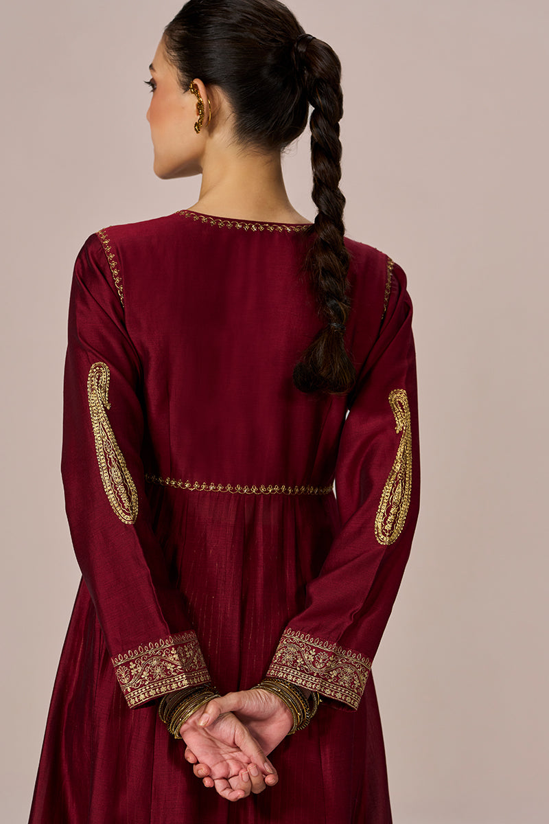 Garnet Red Festive Anarkali Set