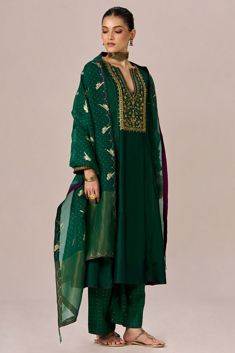 Fresh Leaf Green Festive Kurta Set