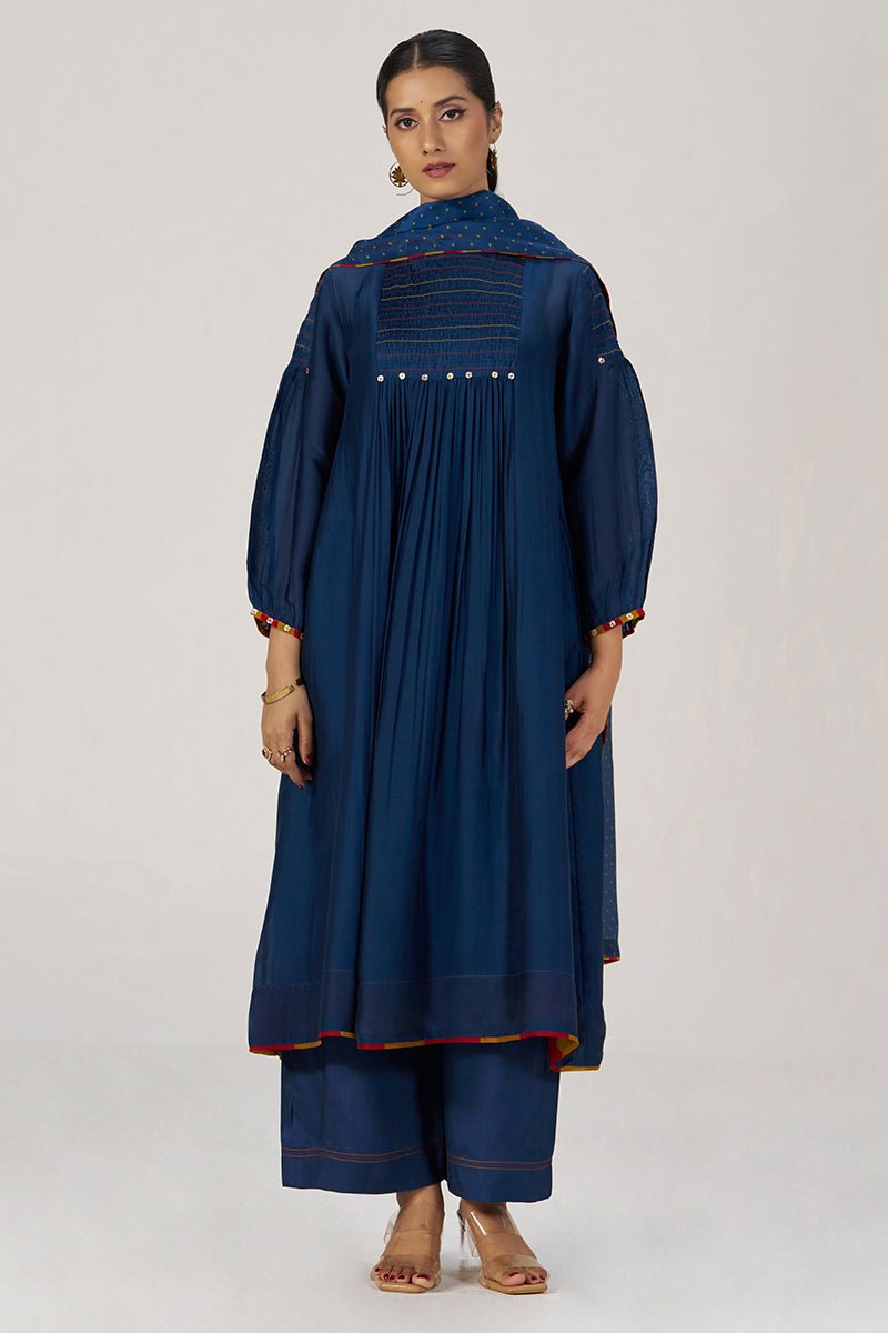 Blue Opal Silk Festive Kurta Set - Ganga Fashions