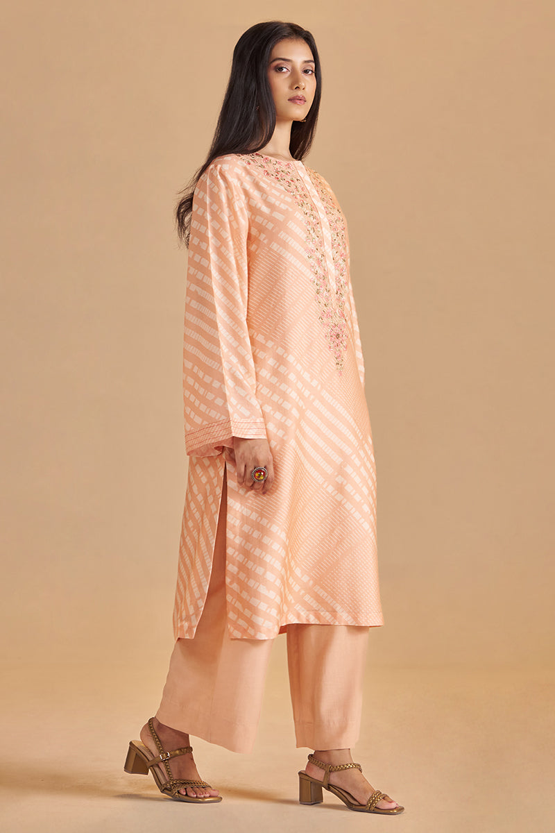 Blush Peach and Cream Silk Festive Co-ord Set