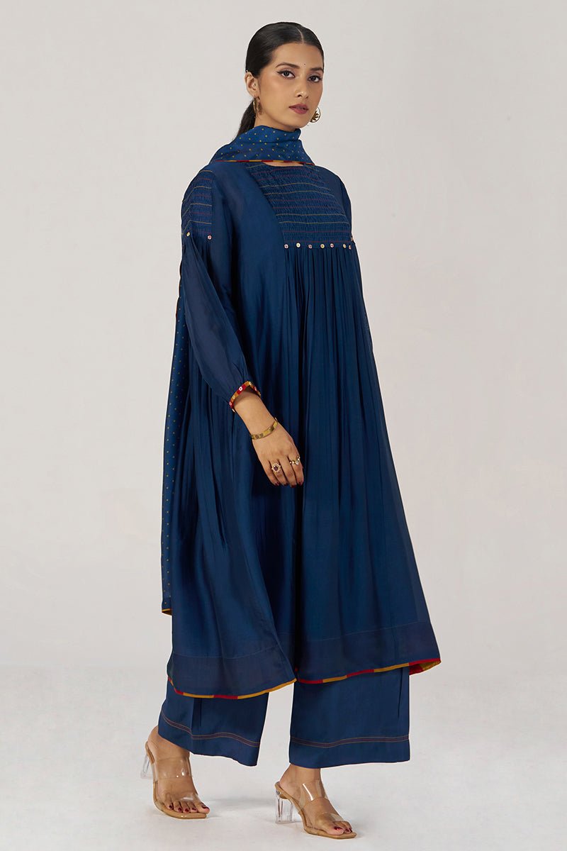 Blue Opal Silk Festive Kurta Set - Ganga Fashions