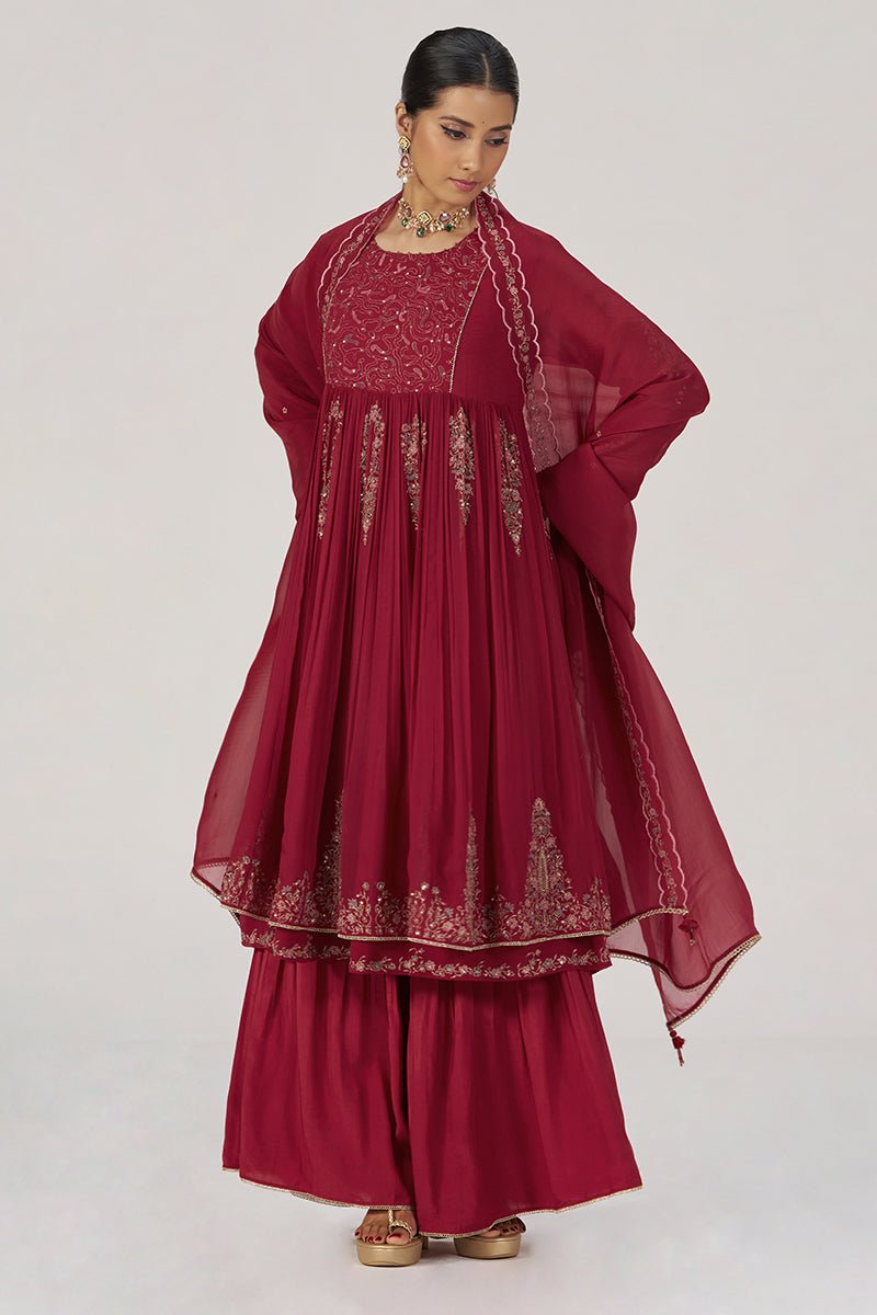 Maroon Festive Kurta Set - Ganga Fashions