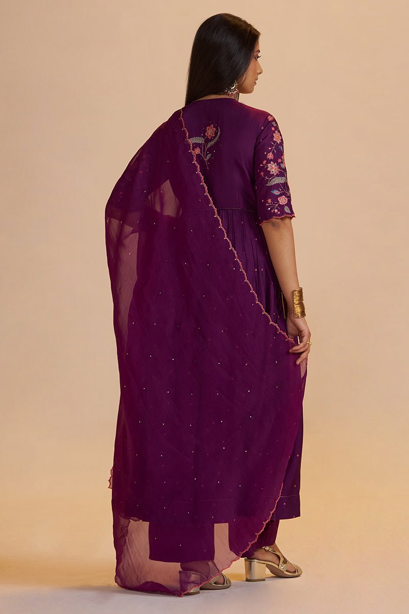 Purple Raw Silk Festive Kurta Set - Ganga Fashions