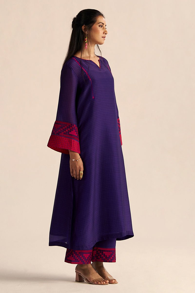 right side view Imperial Palace Silk Co-ord Set with Yoke Work