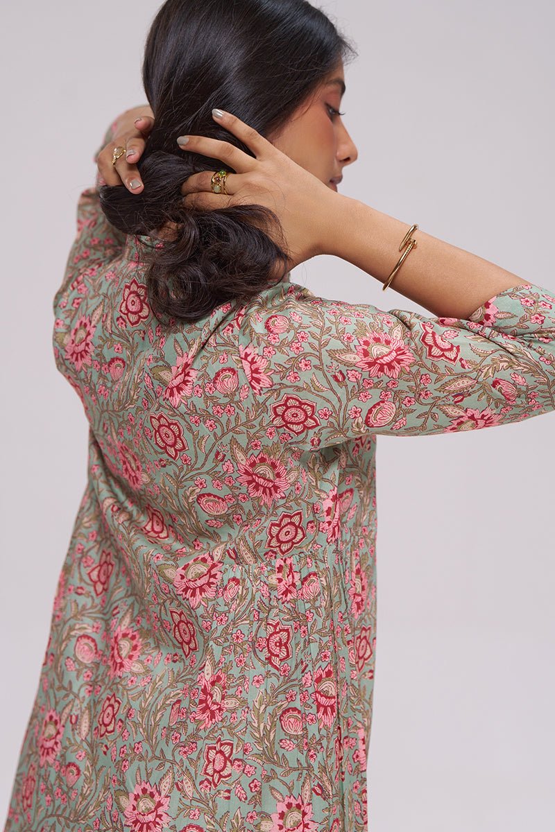 Basil Green and Pink Cotton Co-ord Set