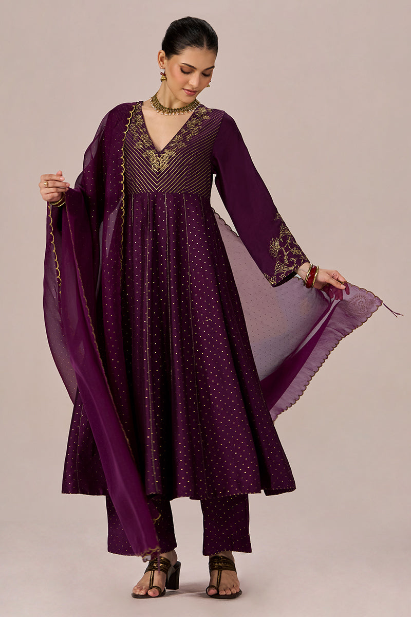 Jewel Purple Festive Anarkali Set