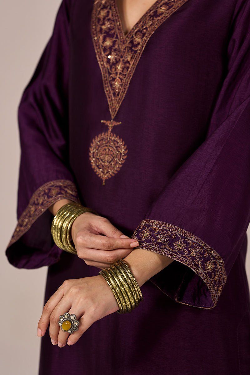 Crown Jewel Purple Festive Kurta Set - Ganga Fashions