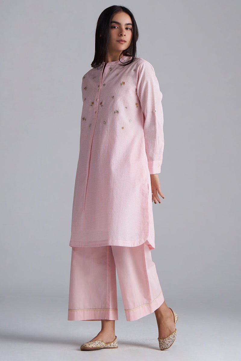 Rose Pink Mini-Check Woven Co-ord Set