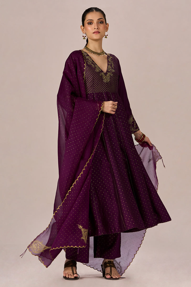 Jewel Purple Festive Anarkali Set