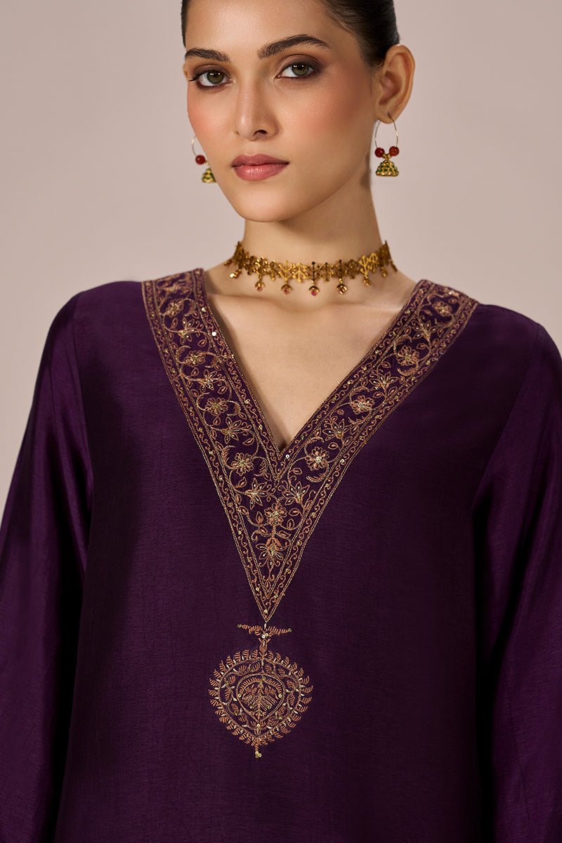 Crown Jewel Purple Festive Kurta Set - Ganga Fashions