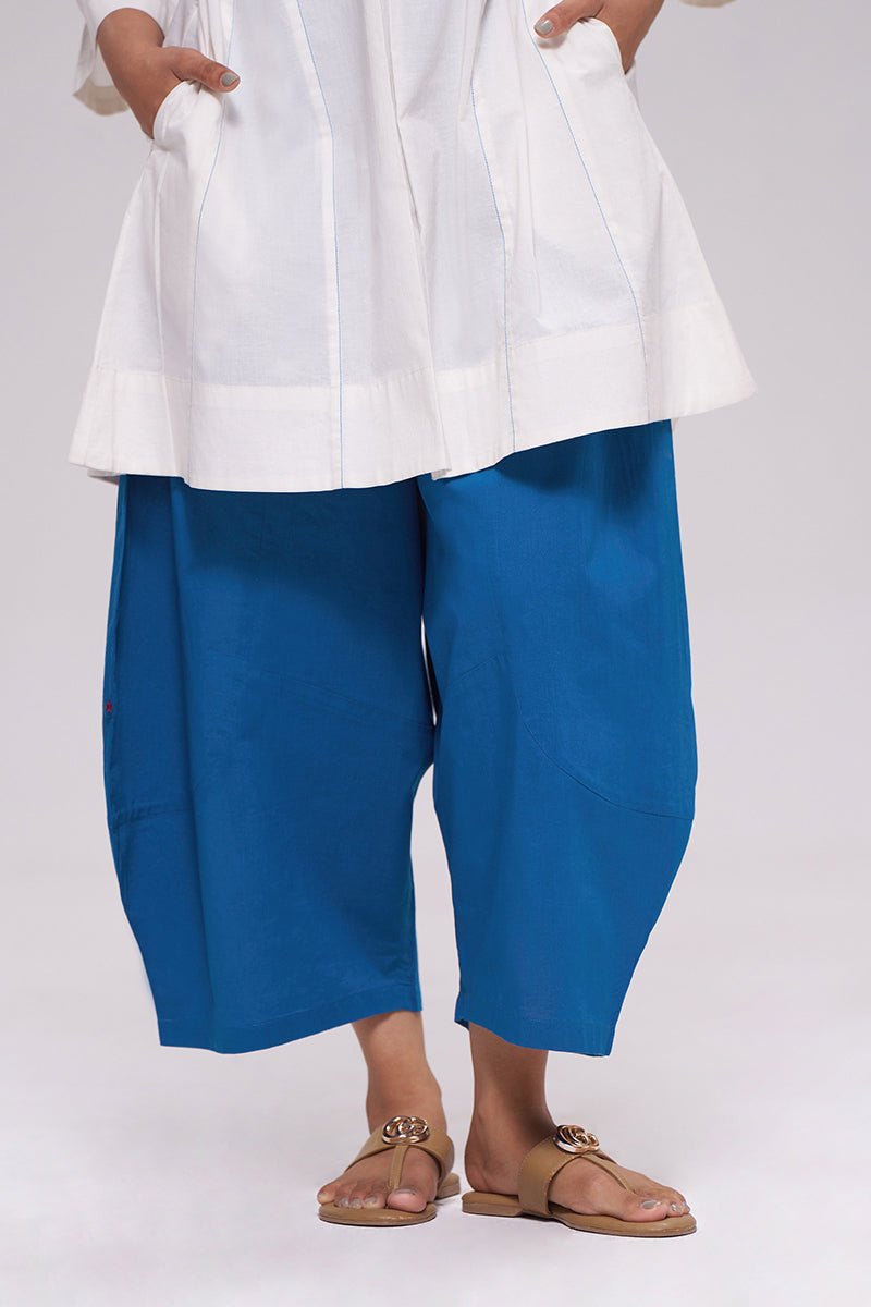 Off-White and Blue Cotton Co-ord Set