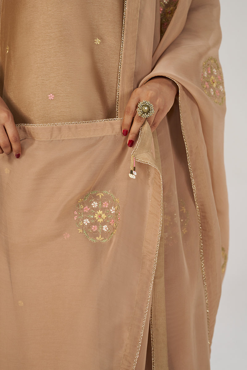 Toasted Almond Raw Silk Festive Kurta Set