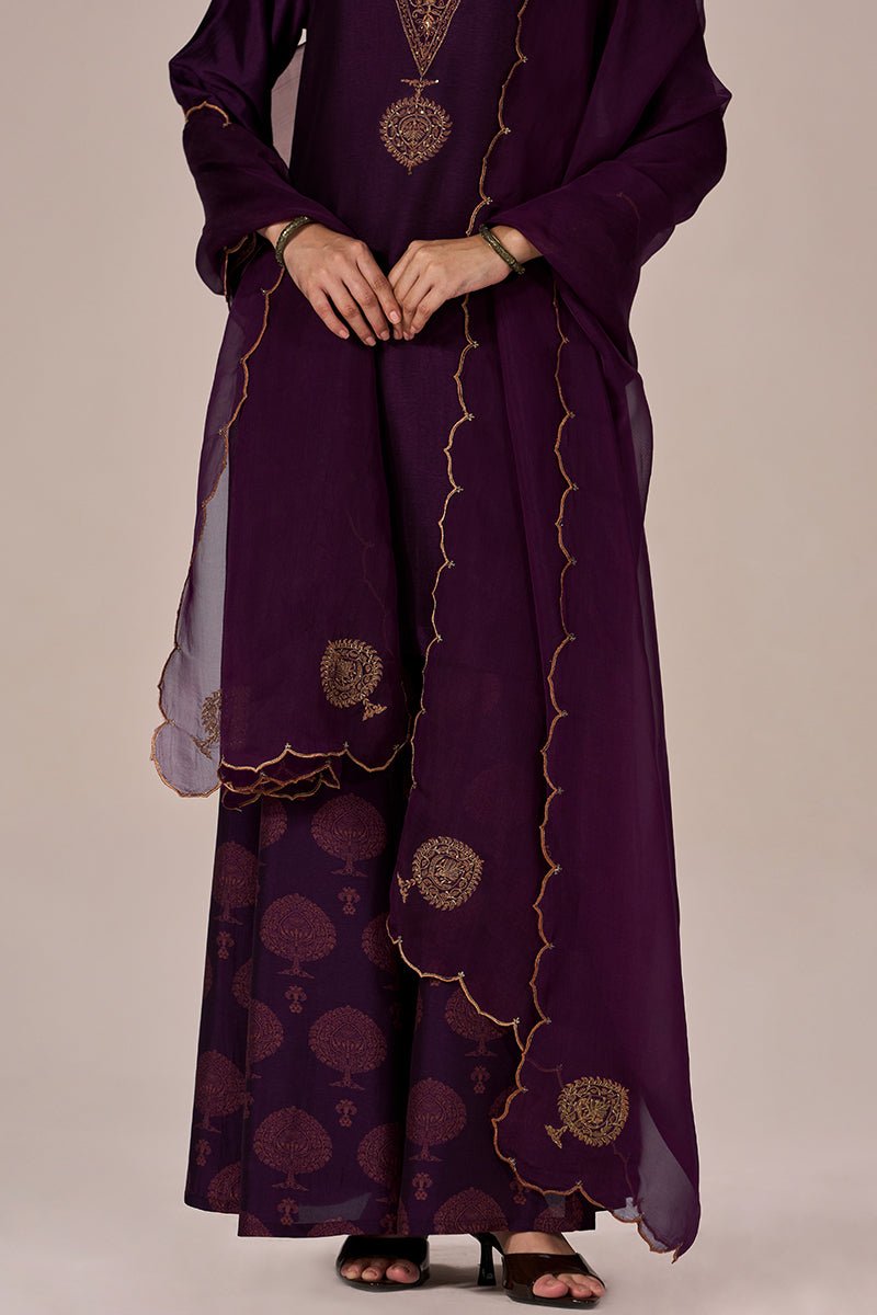 Crown Jewel Purple Festive Kurta Set - Ganga Fashions