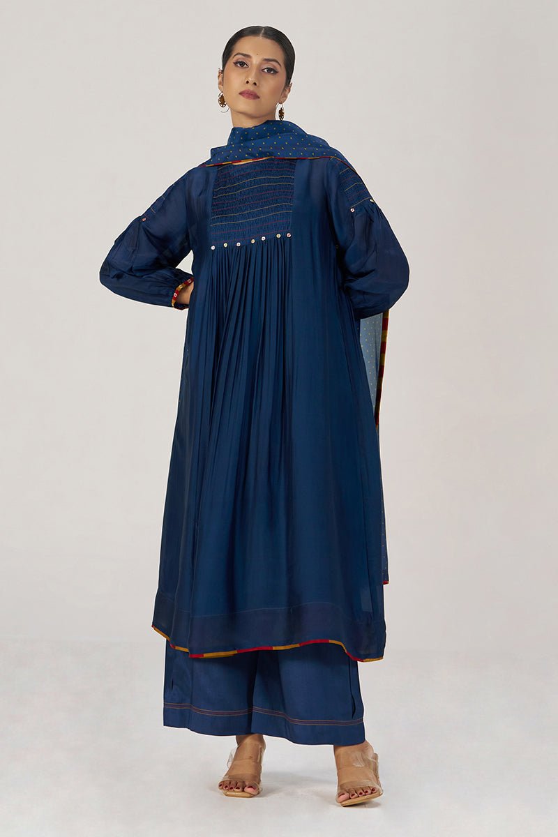 Blue Opal Silk Festive Kurta Set - Ganga Fashions