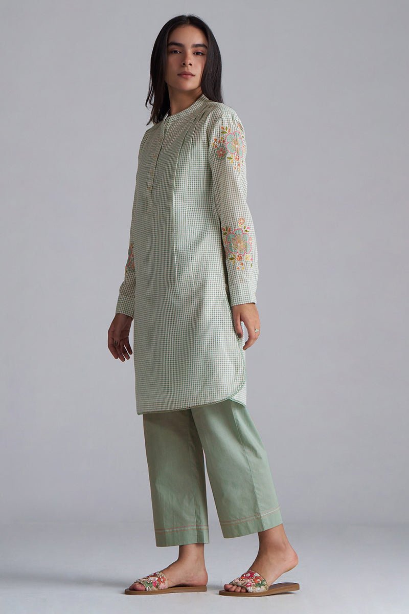Granite Green Mini-Check Woven Co-ord Set