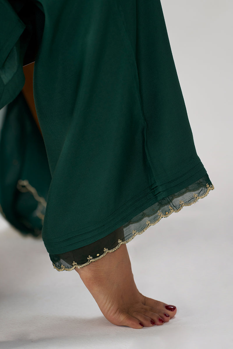 Deep Emerald Green Festive Silk Kurta Set