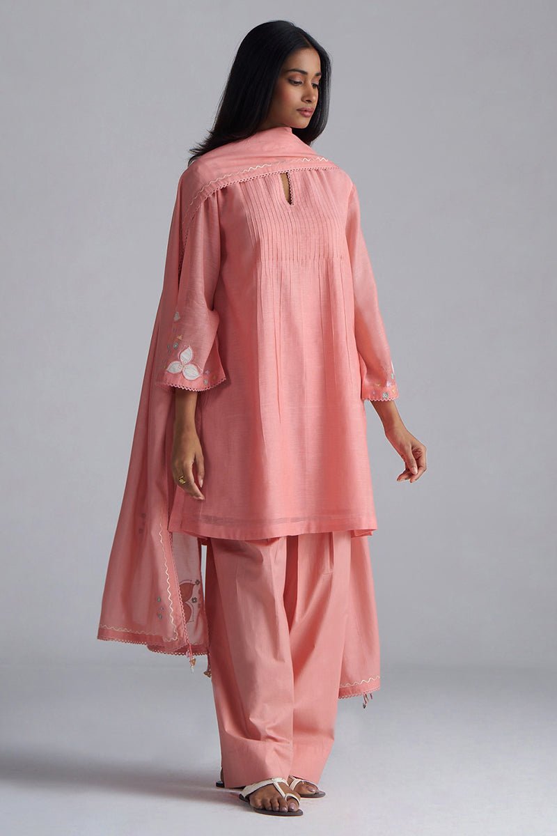 Coral Almond Chanderi Kurta Set