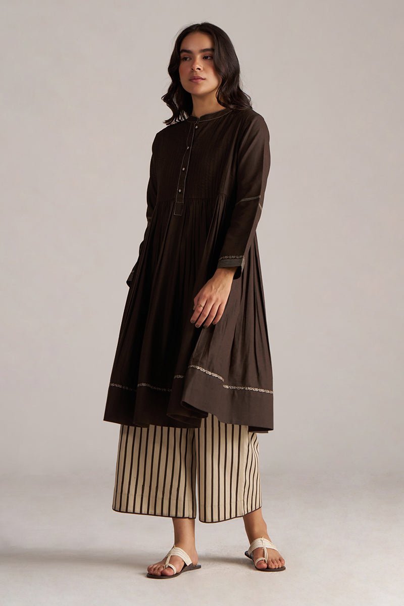 Dark Chocolate Brown & Beige Co-ord Set for Women