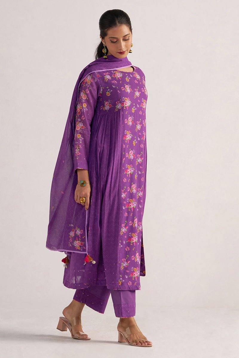 Purple Magic Mul-Mul Kurta Set