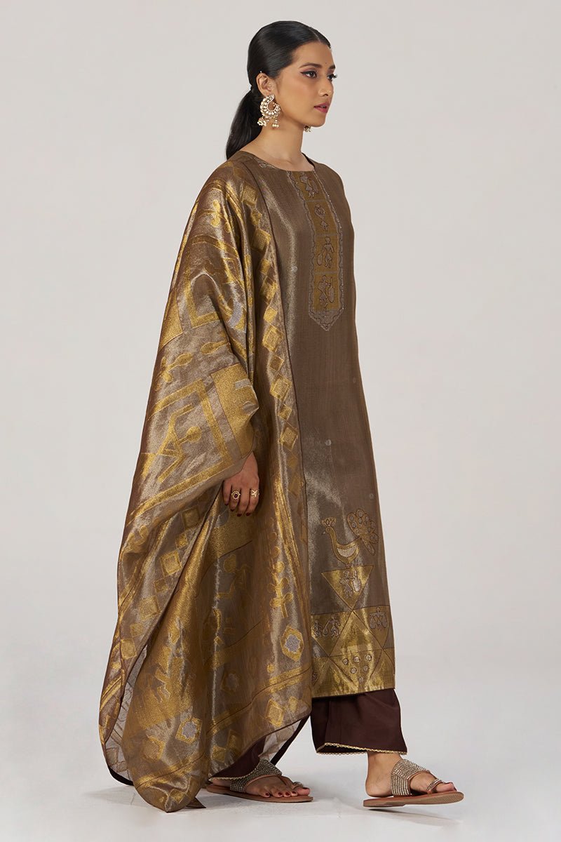 Glittered Chocolate Fudge Kurta Set - Ganga Fashions