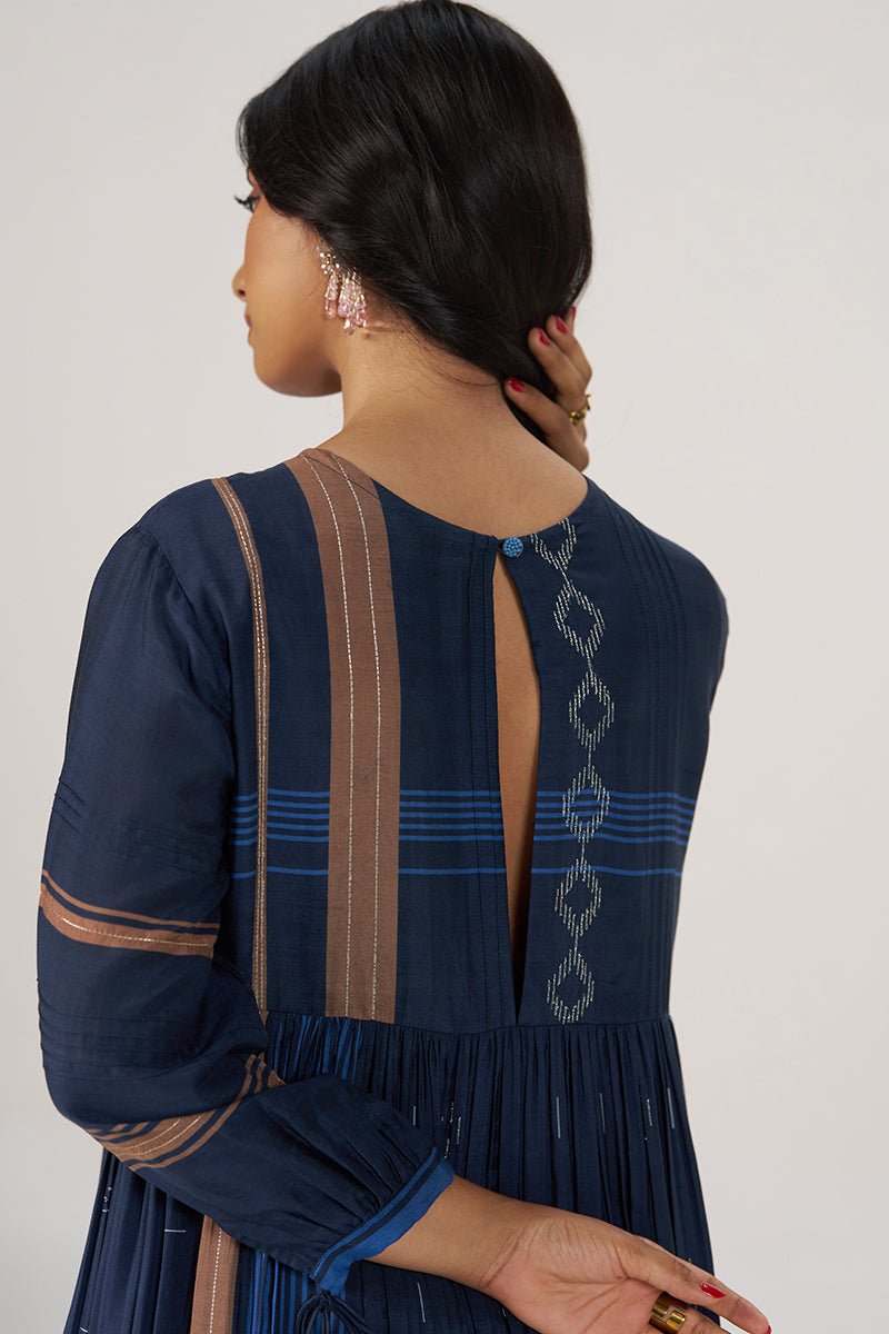 Indigo Panelled Festive Co-ord Set - Ganga Fashions