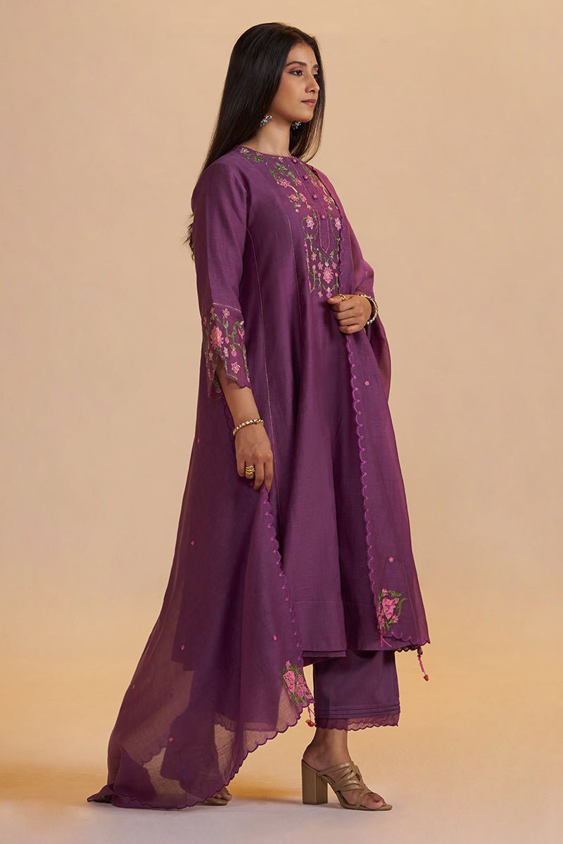 Eggplant Purple Festive Kurta Set - Ganga Fashions