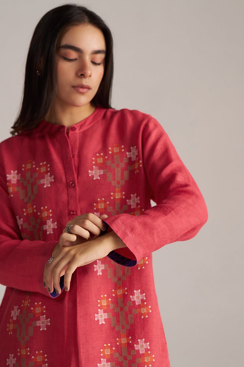 Claret Red Linen Co-ord Set