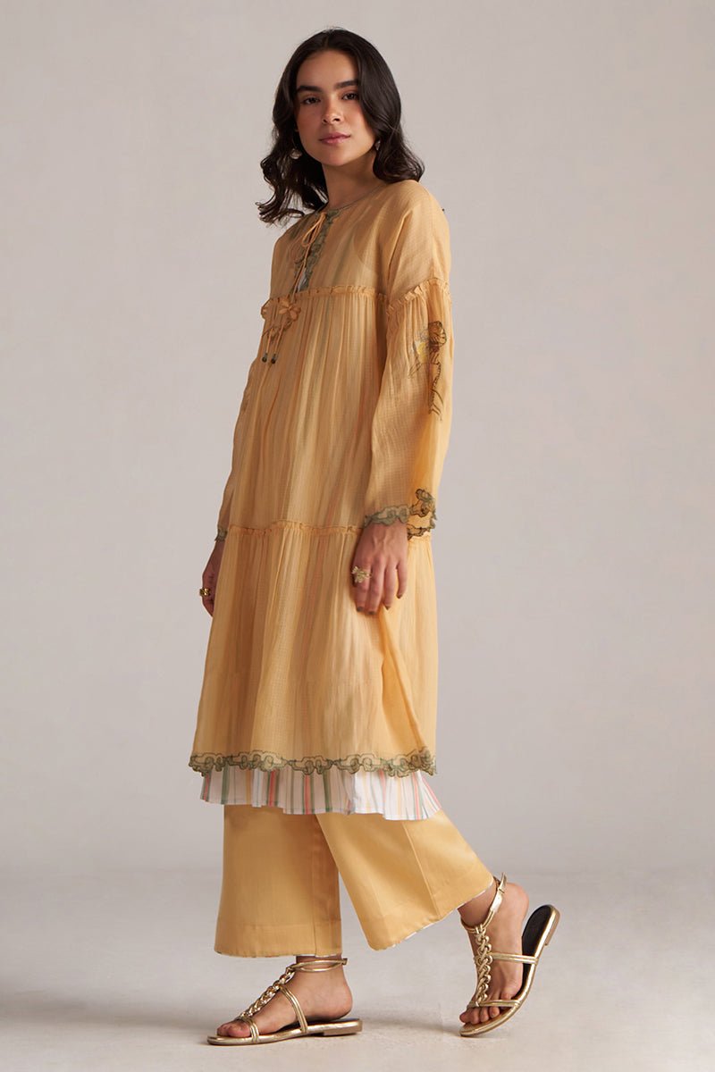 Apricot Cream Kota Silk Co-ord Set