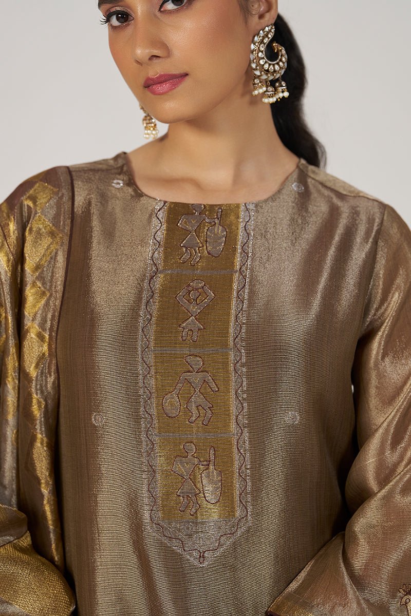 Glittered Chocolate Fudge Kurta Set - Ganga Fashions