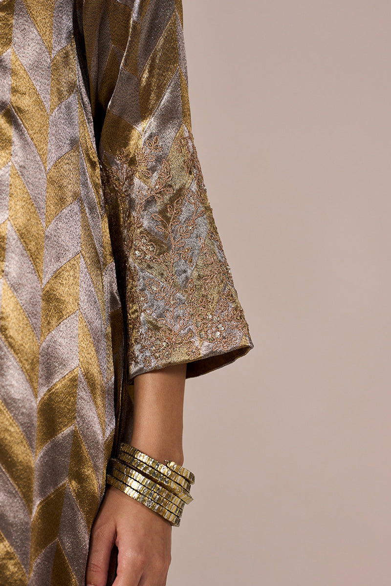 Brass and Light Gold Tissue Festive Kurta Set