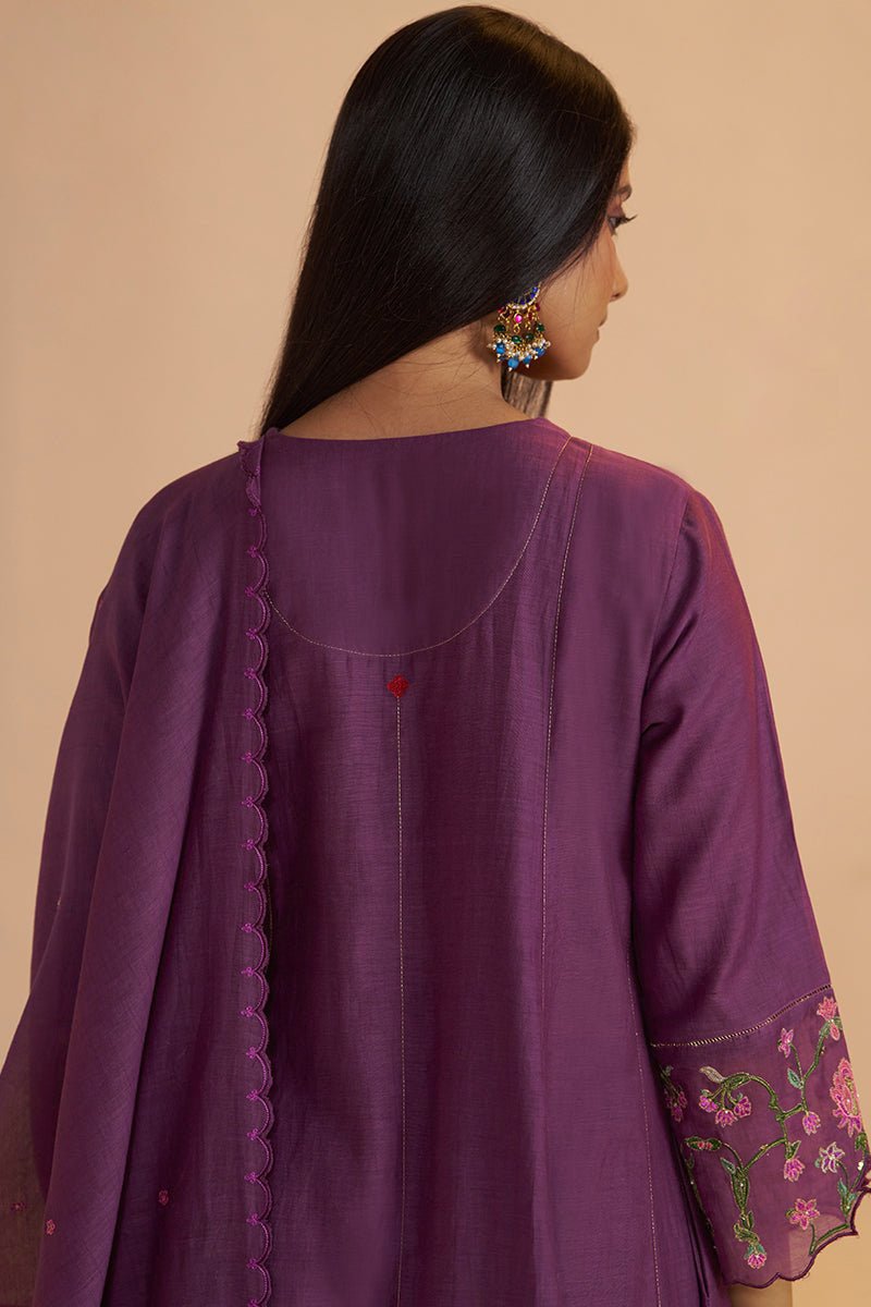 Eggplant Purple Festive Kurta Set - Ganga Fashions