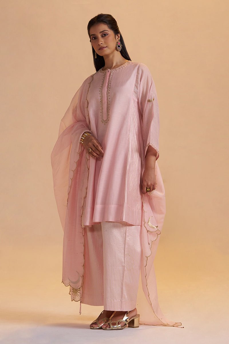 Rose Quartz Silk Festive Kurta Set - Ganga Fashions