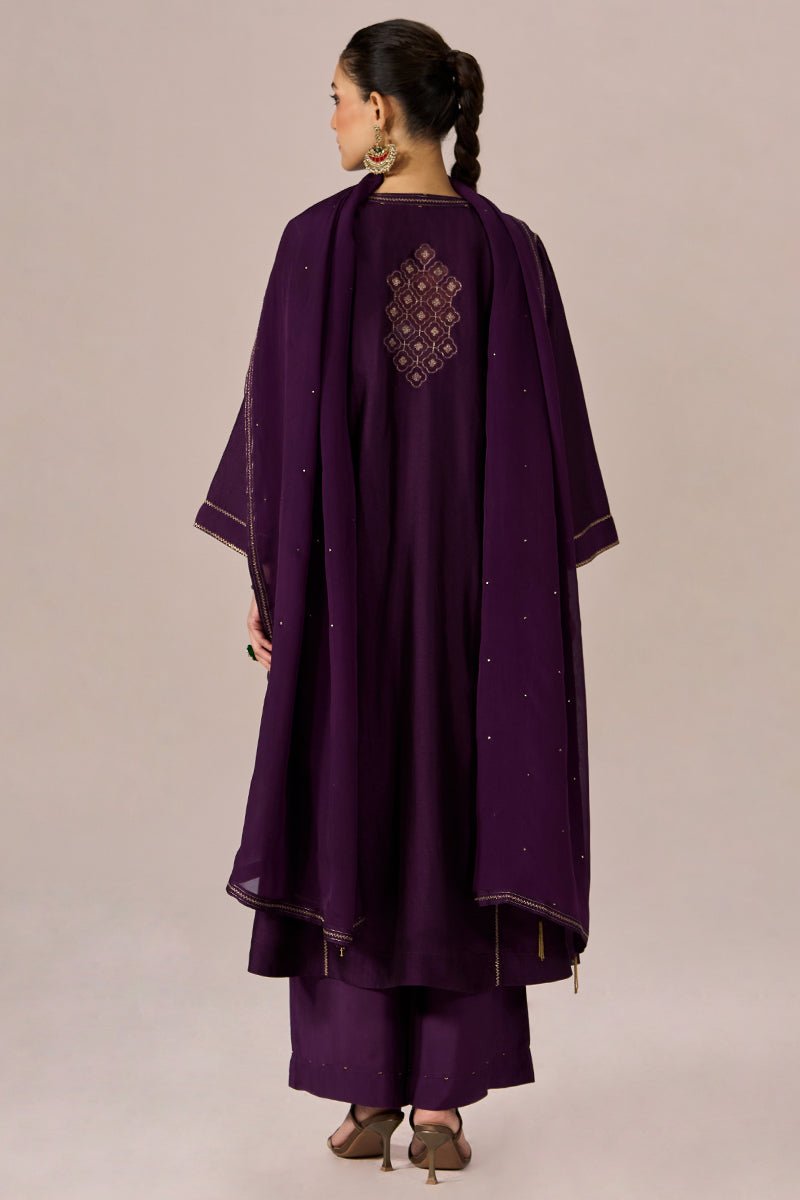 Purple Festive Angrakha Kurta Set - Ganga Fashions
