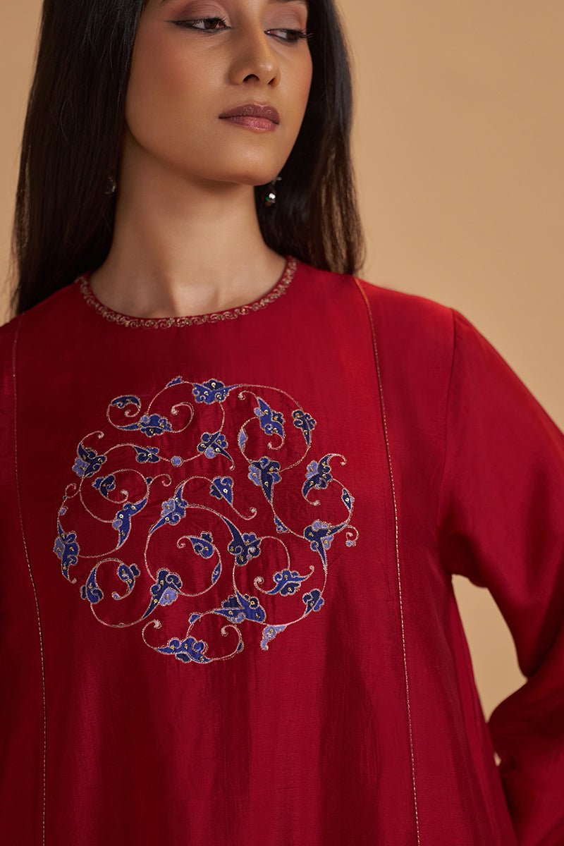 Maroon Silk Festival Co-ord Set - Ganga Fashions