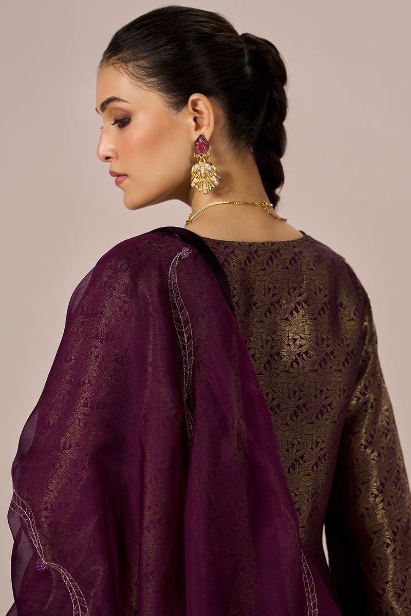Plum Banarasi Festive Kurta Set