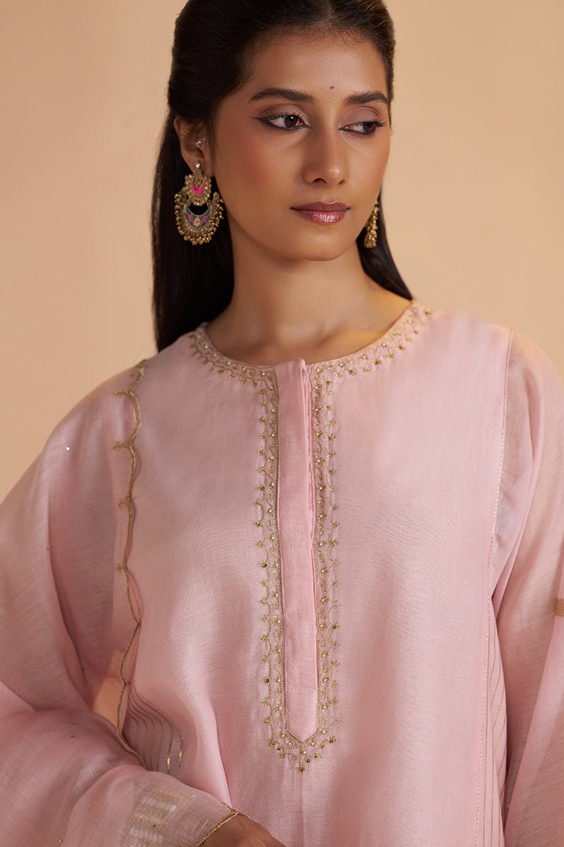 Rose Quartz Silk Festive Kurta Set - Ganga Fashions
