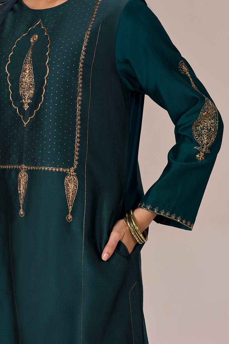 Deep Teal Festive Kurta Set - Ganga Fashions